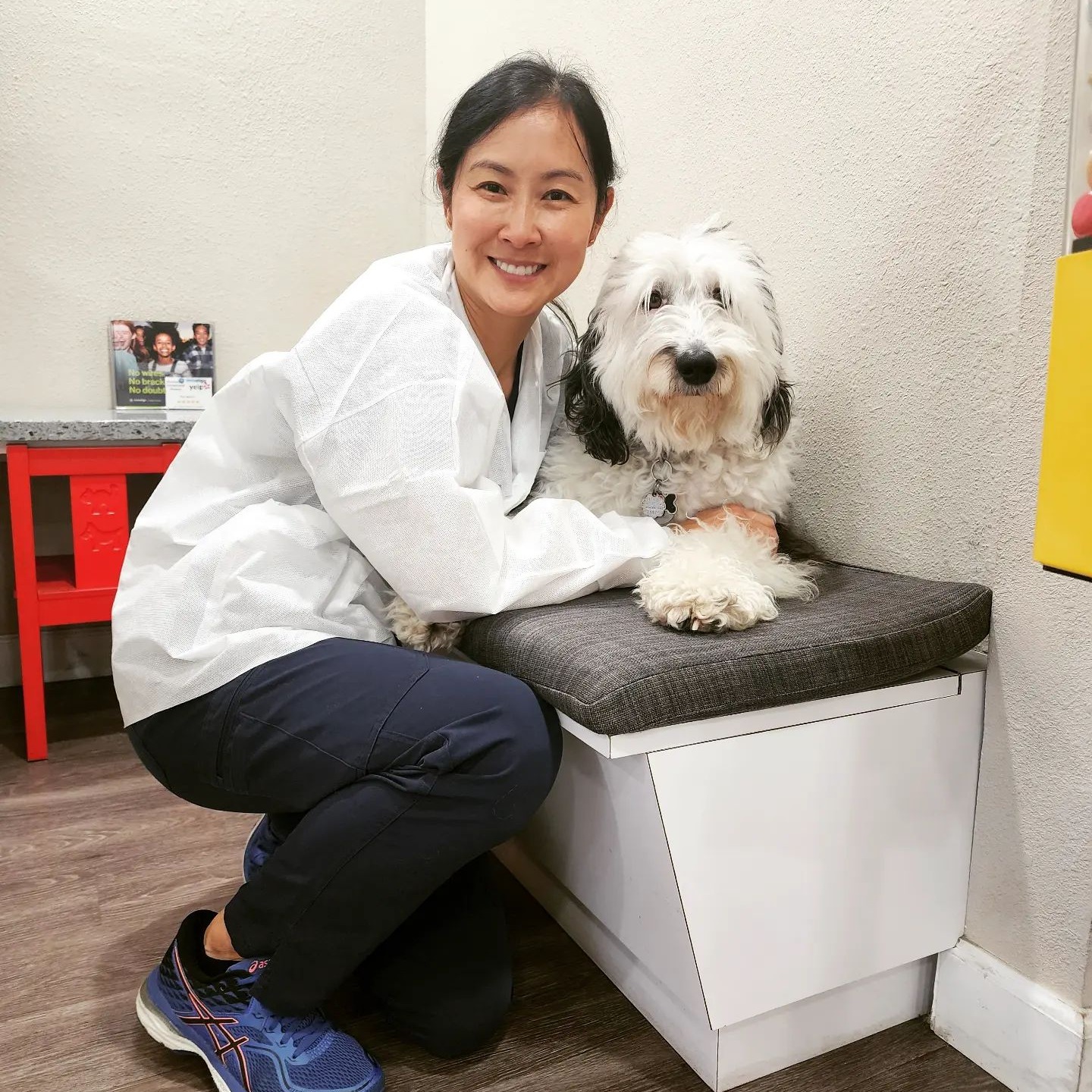 Dr. Beanca Chu with Ripley, our certified therapy dog